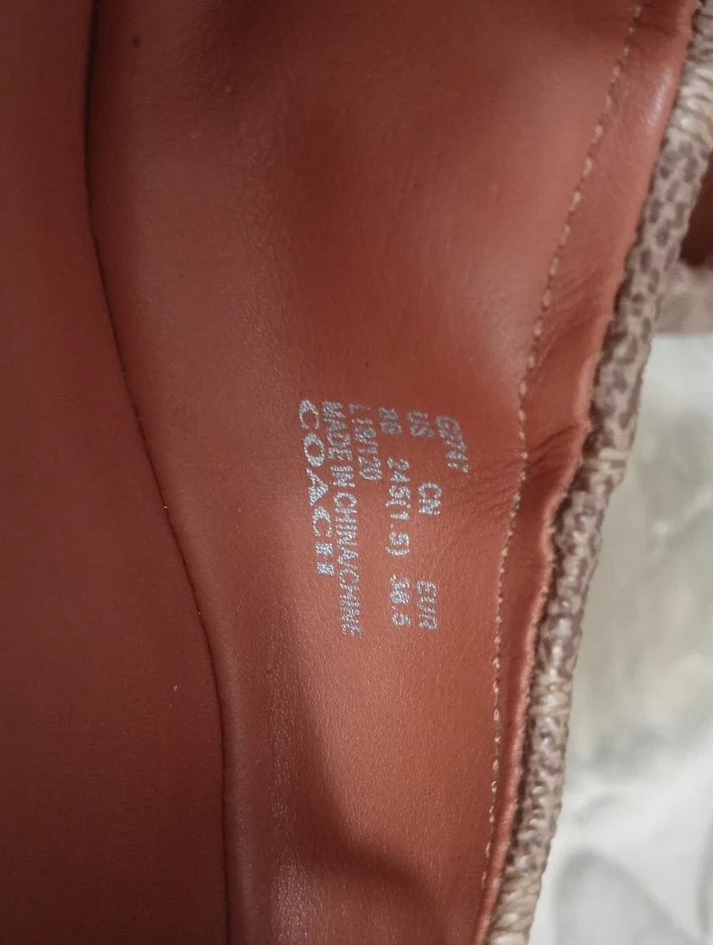 Coach Women's Beige Pink Signature Logo Ballet Flats with Gold Buckle